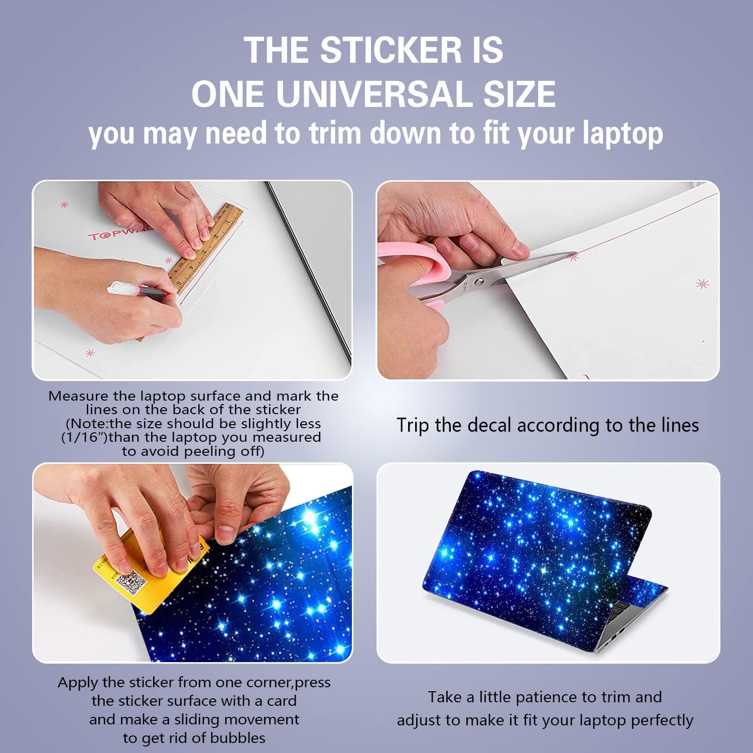 AUPET Personalized Laptop Skin Sticker Decal,12 13 13.3 14 15 15.4 15.6 inch Laptop Skin Sticker Cover Art Decal Protector Notebook PC(Many Blue Stars) : Electronics