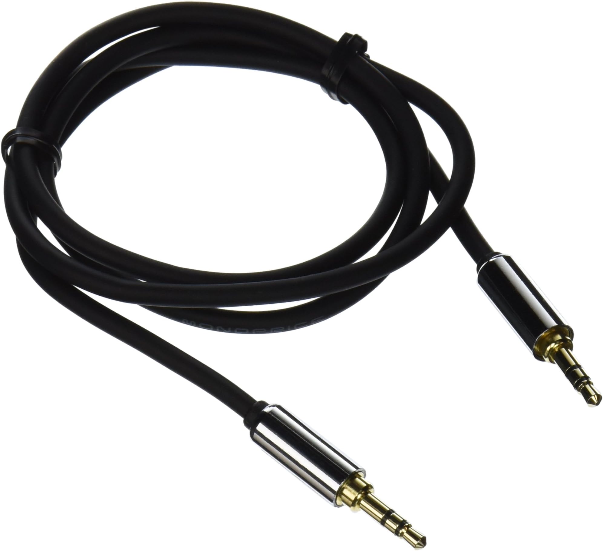Monoprice Audio Cable - 3 Feet - Black | 3.5mm Stereo Male to 3.5mm Stereo Male Gold Plated Cable for Mobile