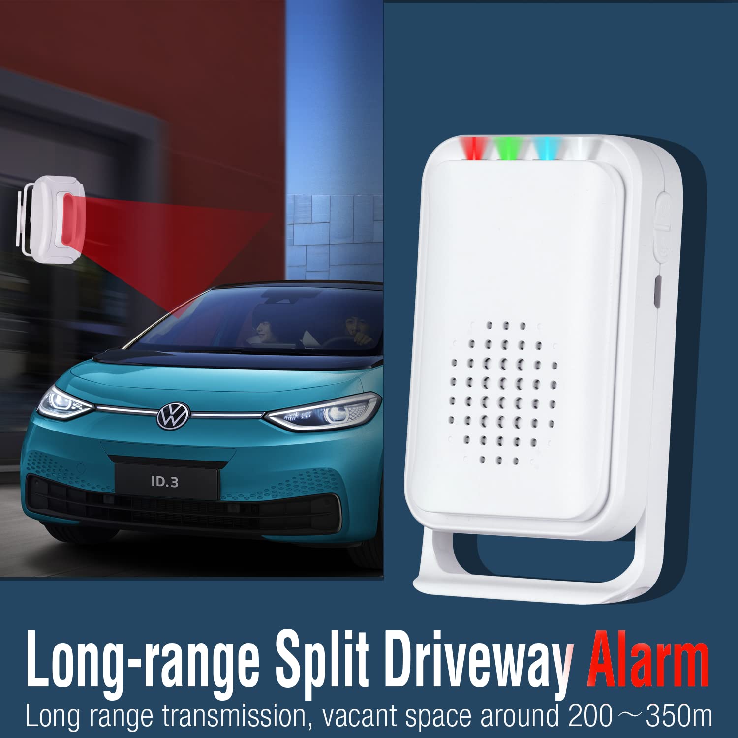 Alarma de movimiento inalámbrica para entrada exterior, resistente a la intemperie, detector de movimiento de seguridad para el hogar, kit de timbre para jardines, ancianos, timbre de visitante