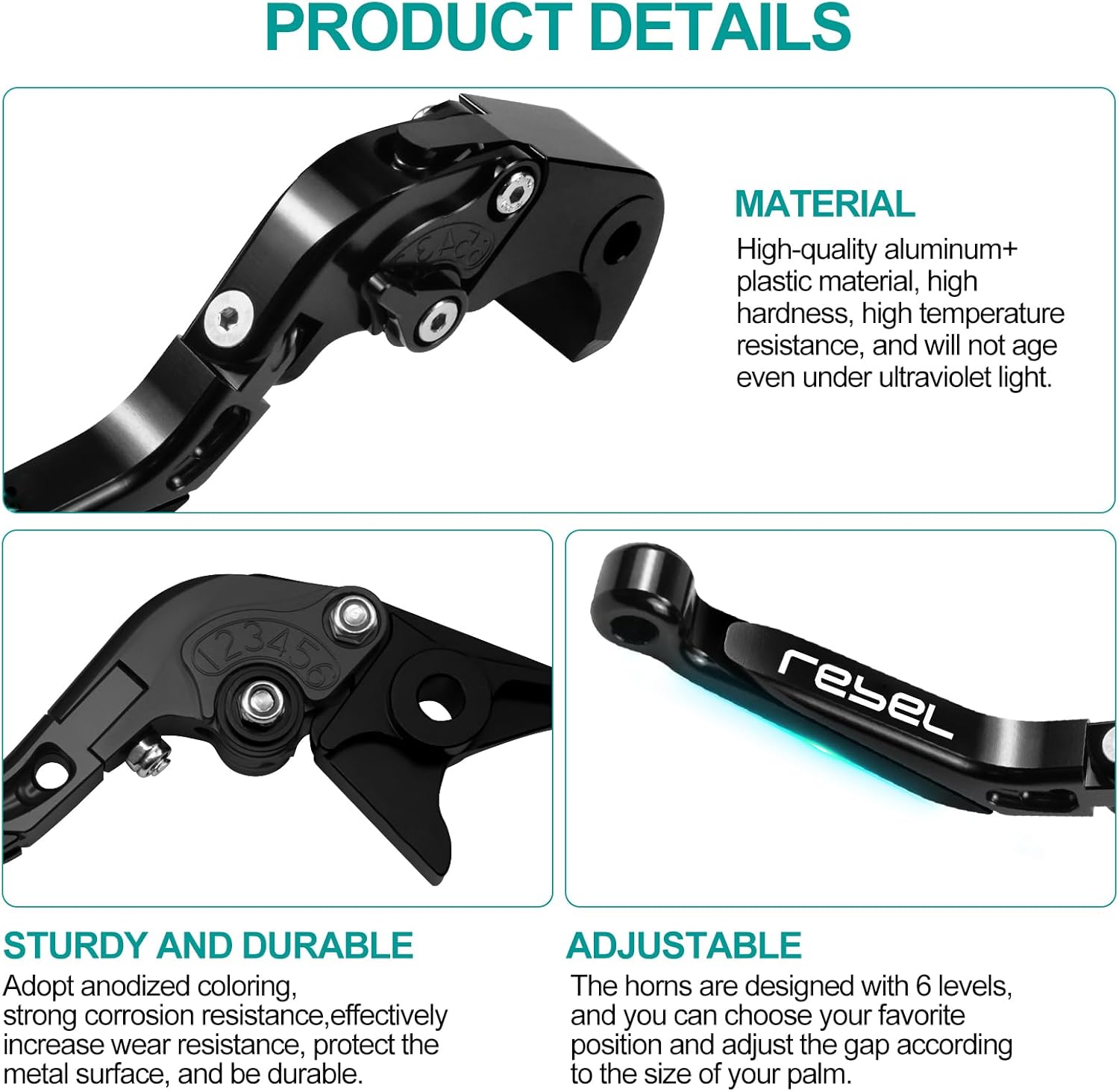 Motorcycle Folding Extendable Adjustable Clutch Brake Levers for CMX 500 Rebel500 Rebel300 CMX300 2017-2022(Black)