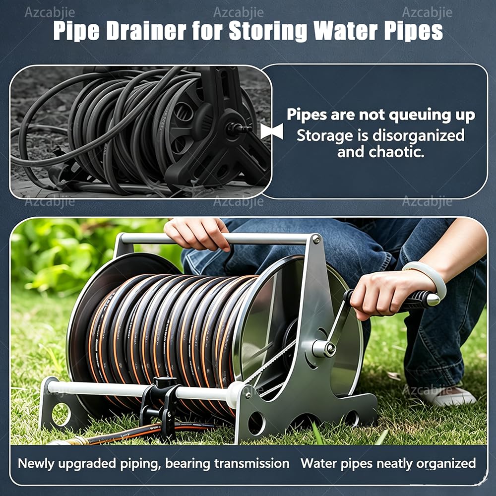 Carro Portamangueras De Acero Inoxidable B-50mHose | Estante Resistente Para Guardar Mangueras,Pistola De Agua a Alta Presión Para Riego De Jardines Granjas Y Viveros,Y Lavado