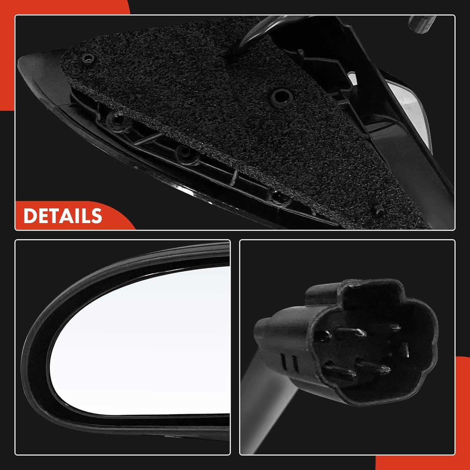 A-Premium Pair (2) Driver and Passenger Side Power Door Mirror - Compatible with Ford Focus 2003-2007 - Heated, Non-Folding, Black Outside Rear View Mirror - Replace# 6S4Z17683CA