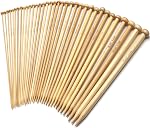 Coowayze Bamboo Knitting Needles Set, 18 Pairs US Size 0-15 (2.0-10.0mm) 14 Inch Long Straight Wood Knitting Needles Single Point for Sweaters, Socks, Shawl and Scarf