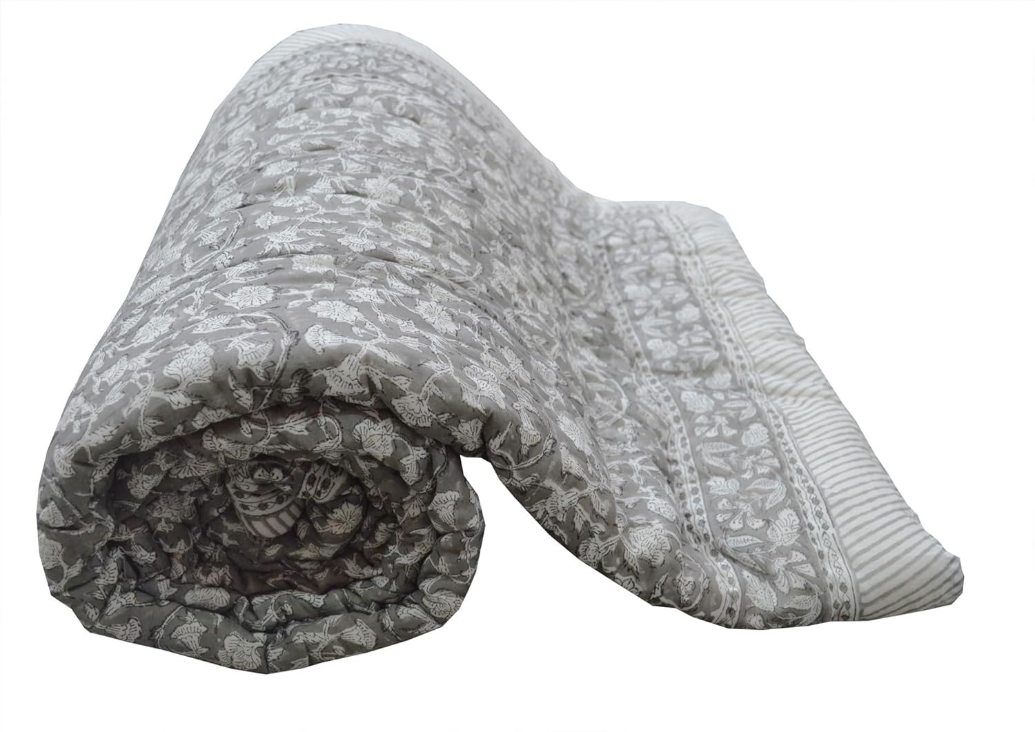 Floral Printed Handmade Block Printed Jaipuri Quilt Single Queen King Size Jaipuri Razai Super Soft Cotton Comforter Razai (California King)