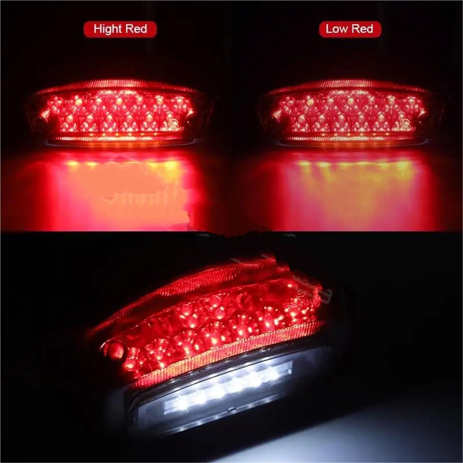 MESKEL Fari Anteriori Moto Universale per ATV UTV Racer Chopper Posteriore Moto fanale a LED Rosso + Bianco Luce Targa Corsa Lampada Freno | Rosso