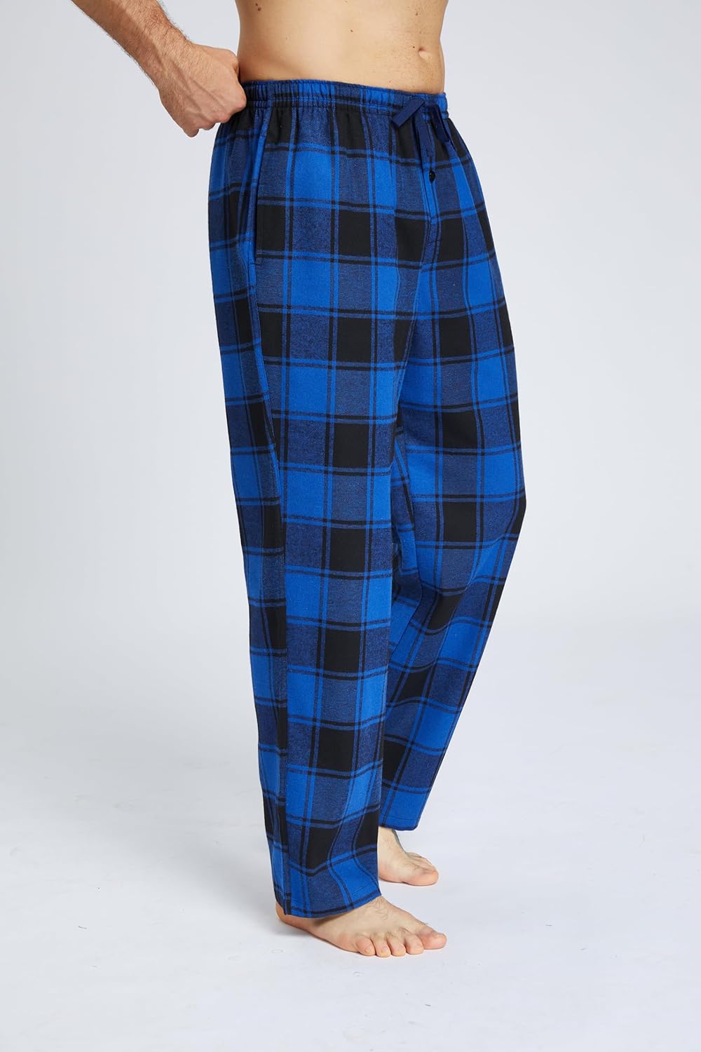 Mens Pajama Pants Flannel Cotton Plaid Sleep & Lounge Pants, PJ Bottoms with Pockets and Button Fly - Image 4