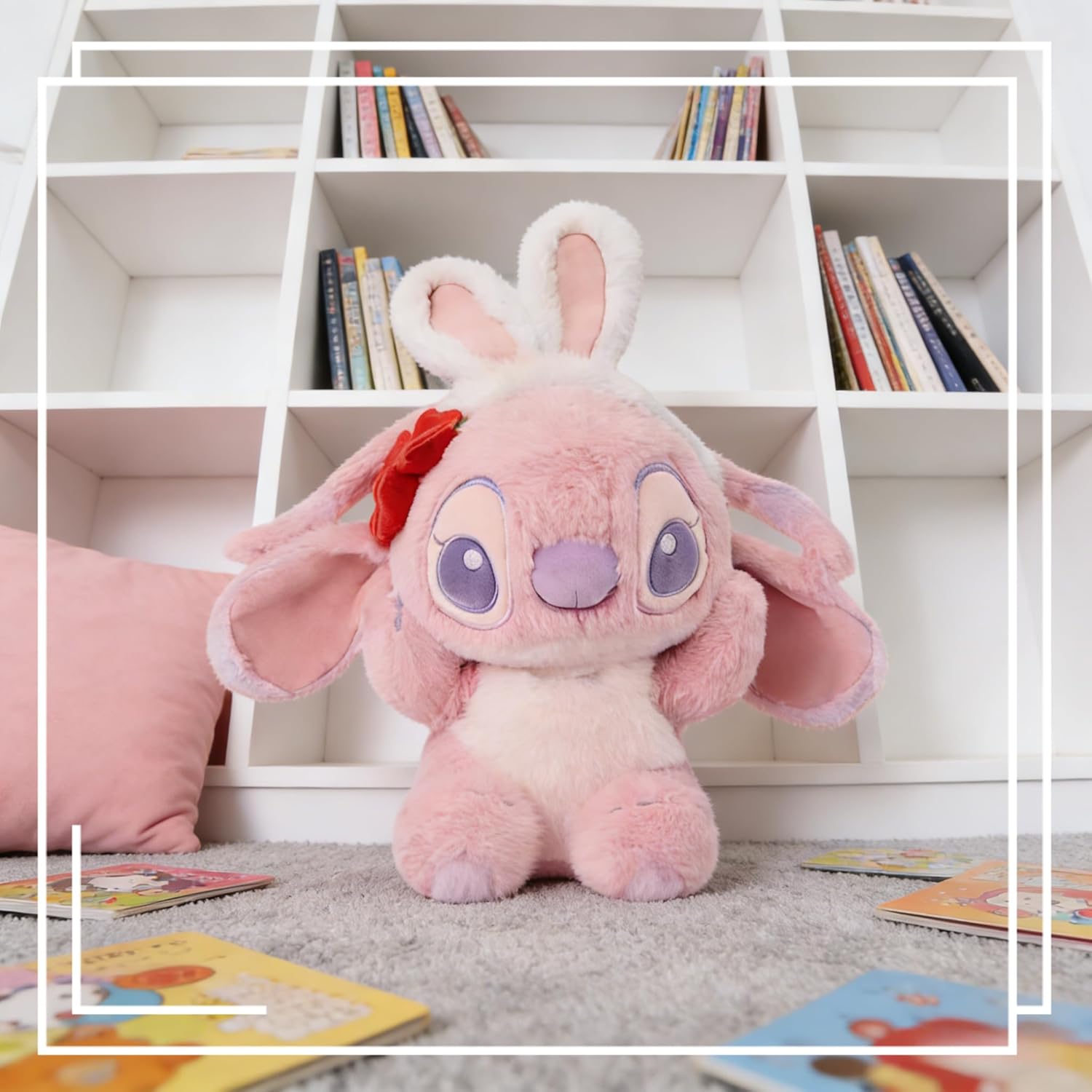MINISO Disney Stitch & Angel Bunny Ear Themed Toy, Cute & Soft, Perfect for Valentine's Day and Easter Gifting (Stitch)