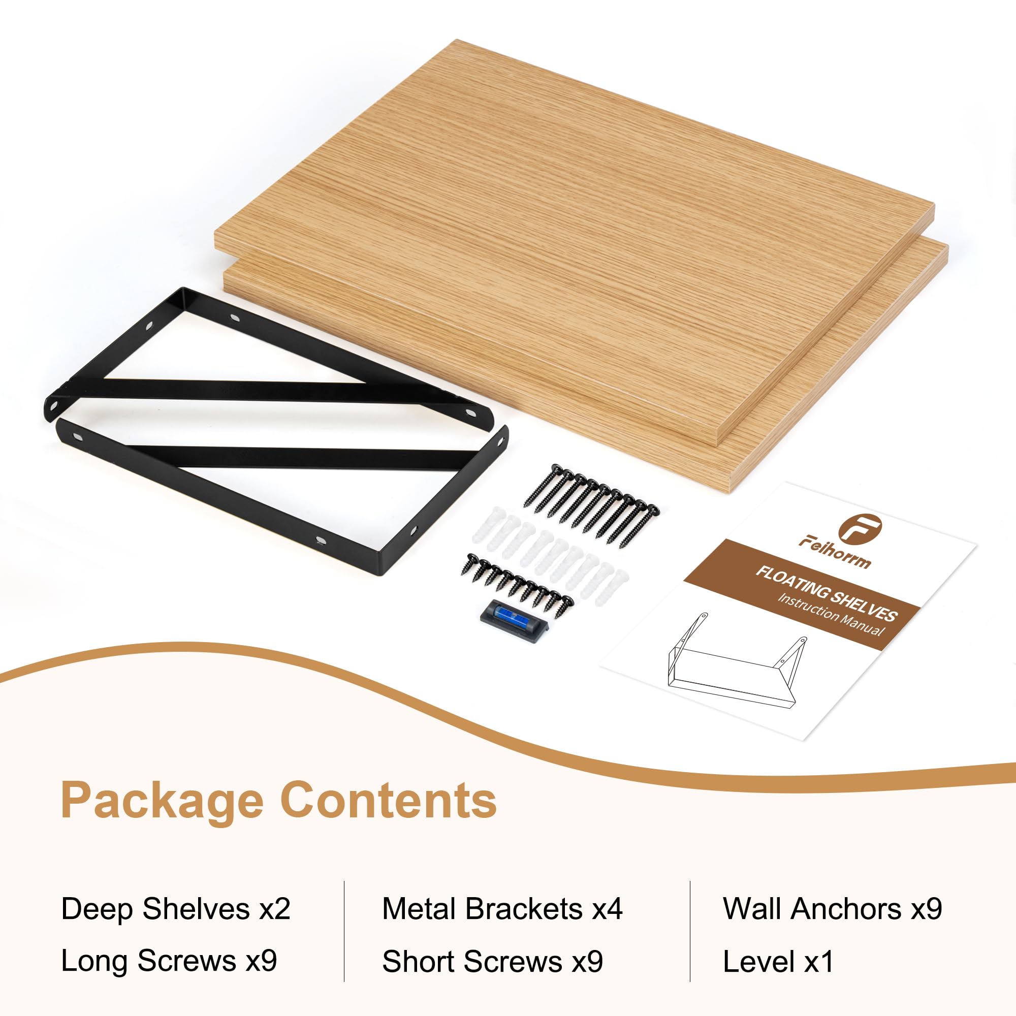 Feihorrm Mensole In Rovere, Mensole Da 40 cm Per Parete, Mensole Sospese Profonde 30 cm, Libreria In Legno Truciolare, Scaffali Per Soggiorno, Cucina, Bagno, Camera Da Letto, 40 x 30 x 15 cm