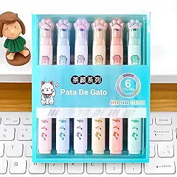 Conjuntos de Marca-Textos Pata de Gato Em Tons Pastel, Ponta Suave e Delicada Para Anotações Em Diário, Aulas, Livros e Bíblia. Marcadores de Texto Ideal Presente Para Crianças (6 und (Patinha))