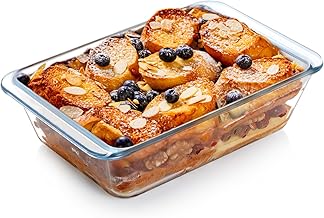 NUTRIUPS Deep Glass Baking Dish, Glass Oven Dish, Rectangular Glass Lasagne Dish, Oven Proof Clear Glass Roasting Dish (1.4L)