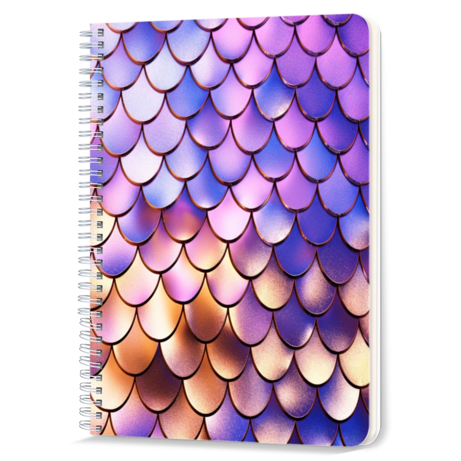 Spiral Notebook,Double-Wire Spiral College Lined Journal Notebook for Study and Notes,100 Pages,5.71x 8.26 in - Gradient - colored Scales Pattern in