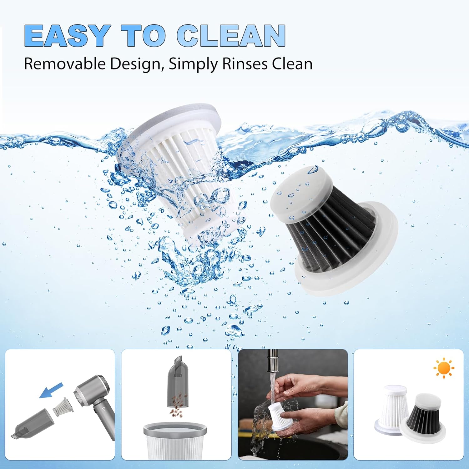 Handheld Car Vacuum Cordless, 22000PA Strong Suction Mini Vacuum Cleaner with 100,000 RPM Brushless Motor, 4-in-1 Portable Vacuum for Car Detailing, Camping, Home & Gift, Gray Silver - Image 4