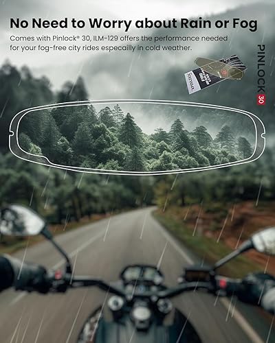 Miniatura 3 de ILM Casco integral para motocicleta y moto de nieve con película antiempañante Pinlock doble visera casco para cuatrimoto Motocross para hombres