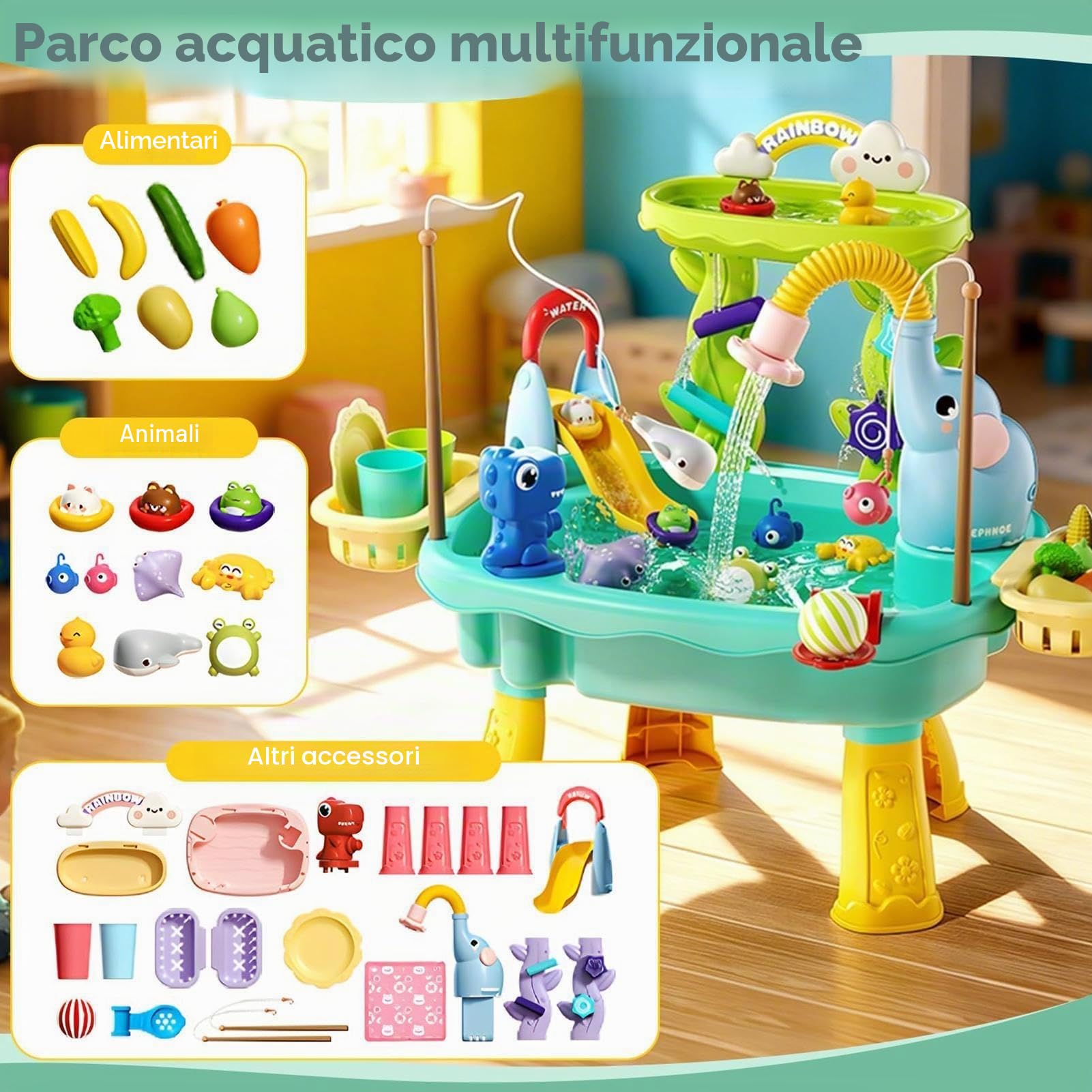 Générique Tavolo Da Acqua per | Giocattoli Da Pesca A Pompa Elettrica - Giocattolo Acquatico Estate,per Età Prescolare Giardino Terrazza Spiaggia Campeggio Presepe Casa Sala Giochi