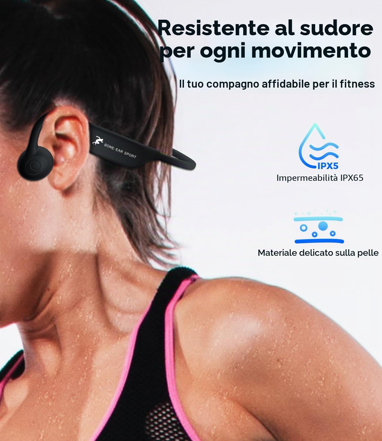 Cuffie Conduzione Ossea, Bluetooth 5.2 Wireless Auricolari a Conduzione Ossea, Open-Ear Hi-Fi Stereo impermeabili IP67, con Microfono Cuffie Sport, per jogging, corsa e ciclismo…