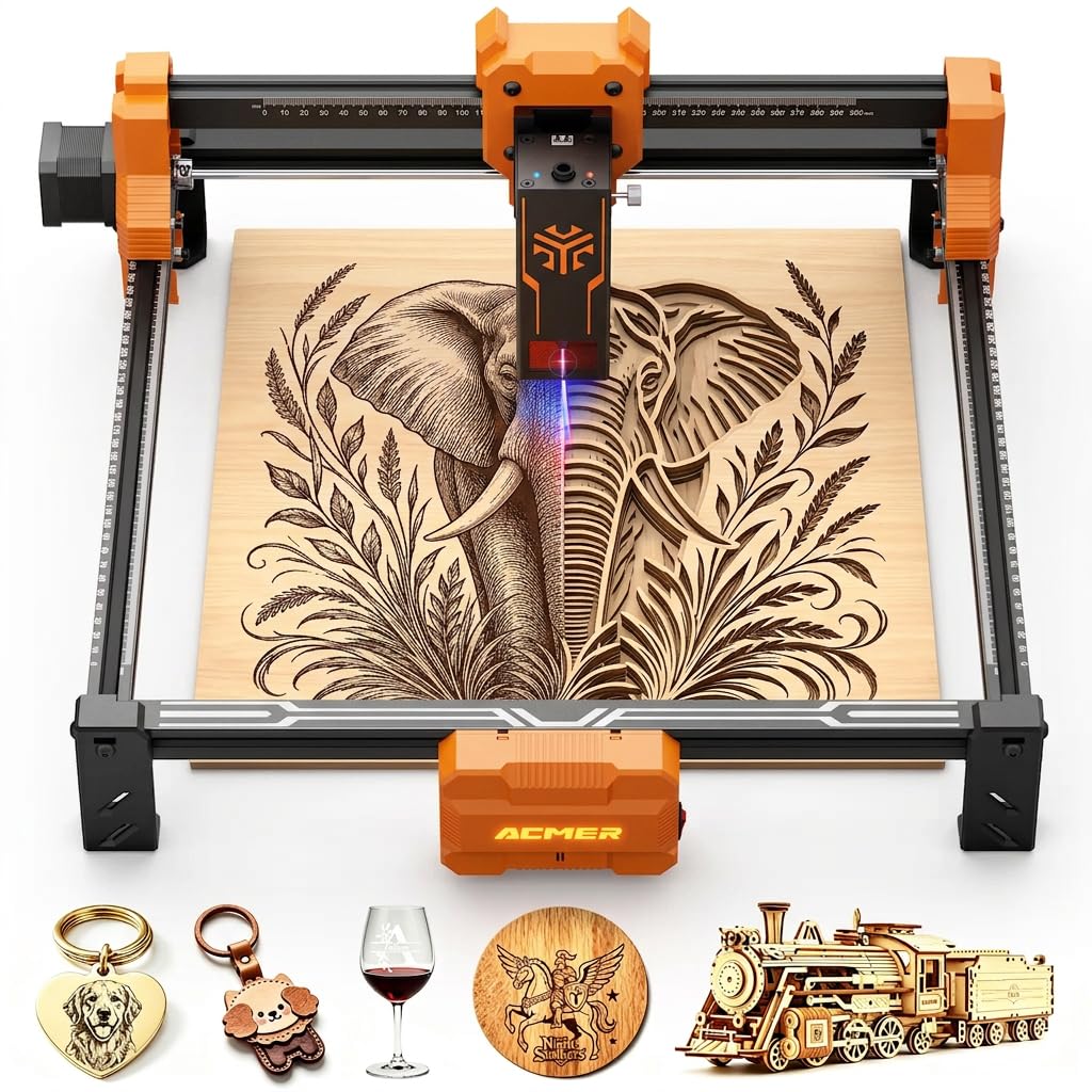 Laser Engraver, ACMER S2 12W (12,000mW) Laser Cutter Machine, 72W Output, 0.01mm Precisio…