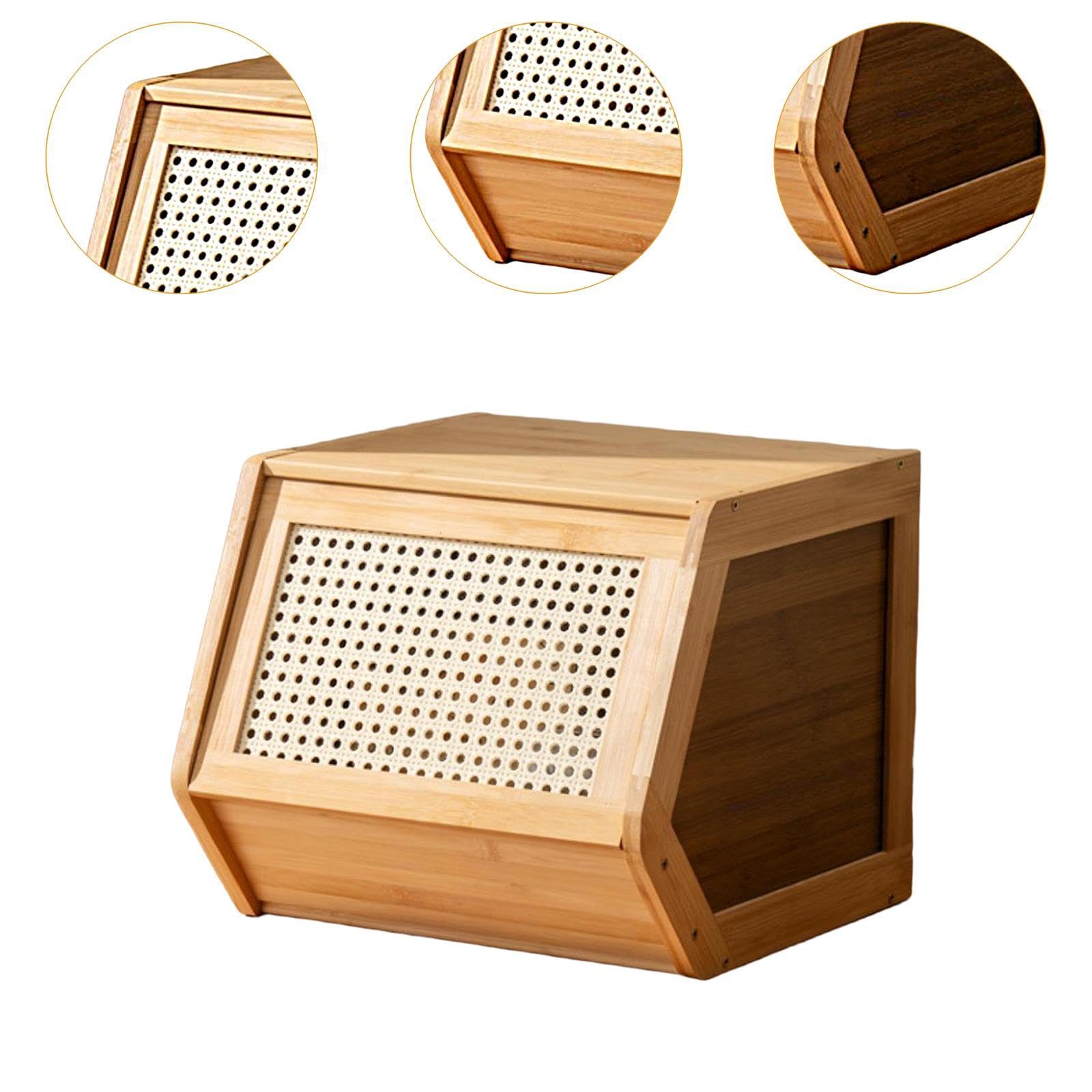 predolo Armoire de Rangement En Bambou, Pratique, élégante et Tendance, avec Porte, Organiseur de Collations pour Livres, Salon, Jouets, Placard, Bureau, Bois 35cmx30cmx31cm