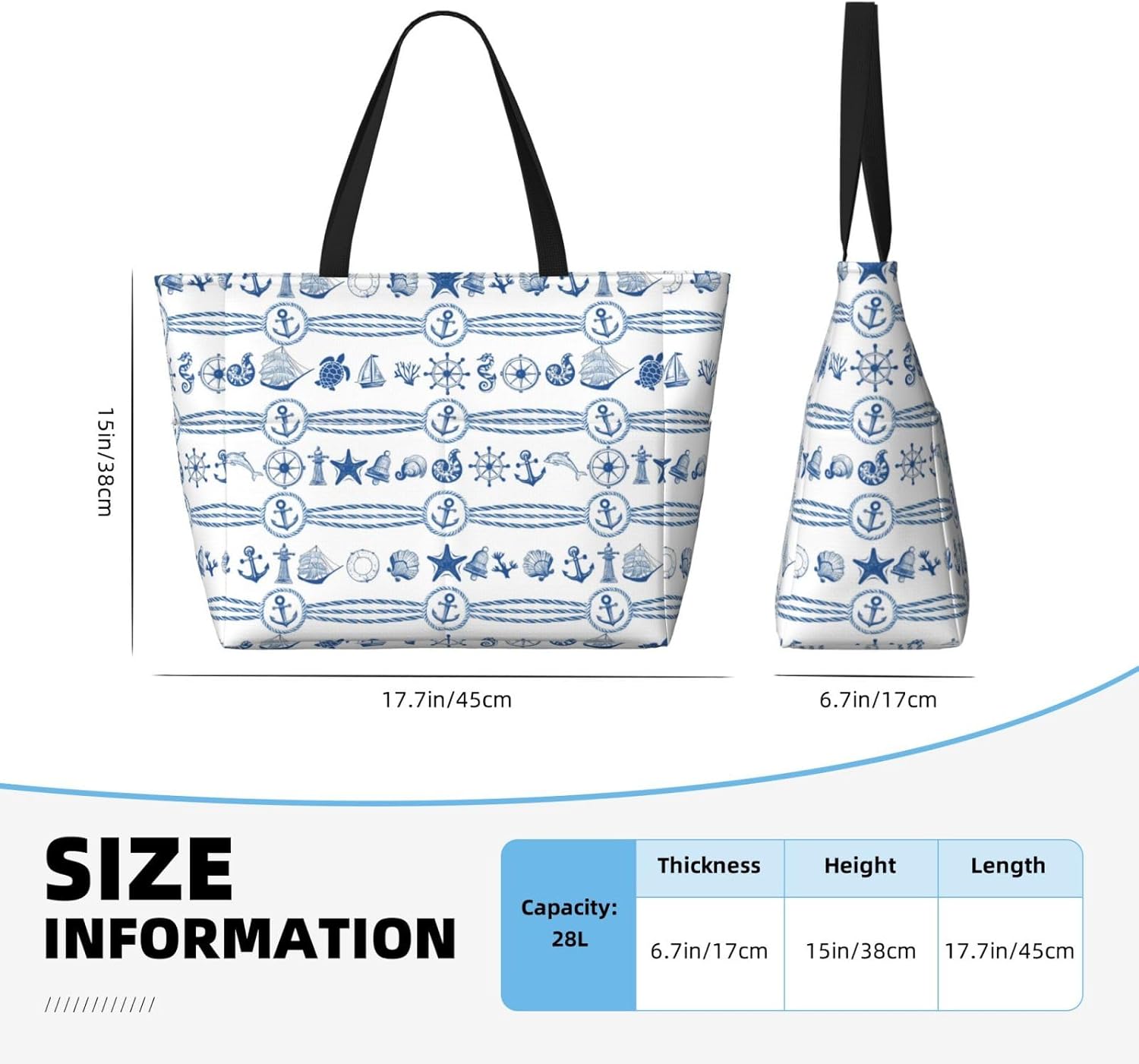 Large Beach Bag for Women Waterproof Foldable Travel Shoulder Tote Bag with Pocket for Weekender Pool Vacation - Image 6