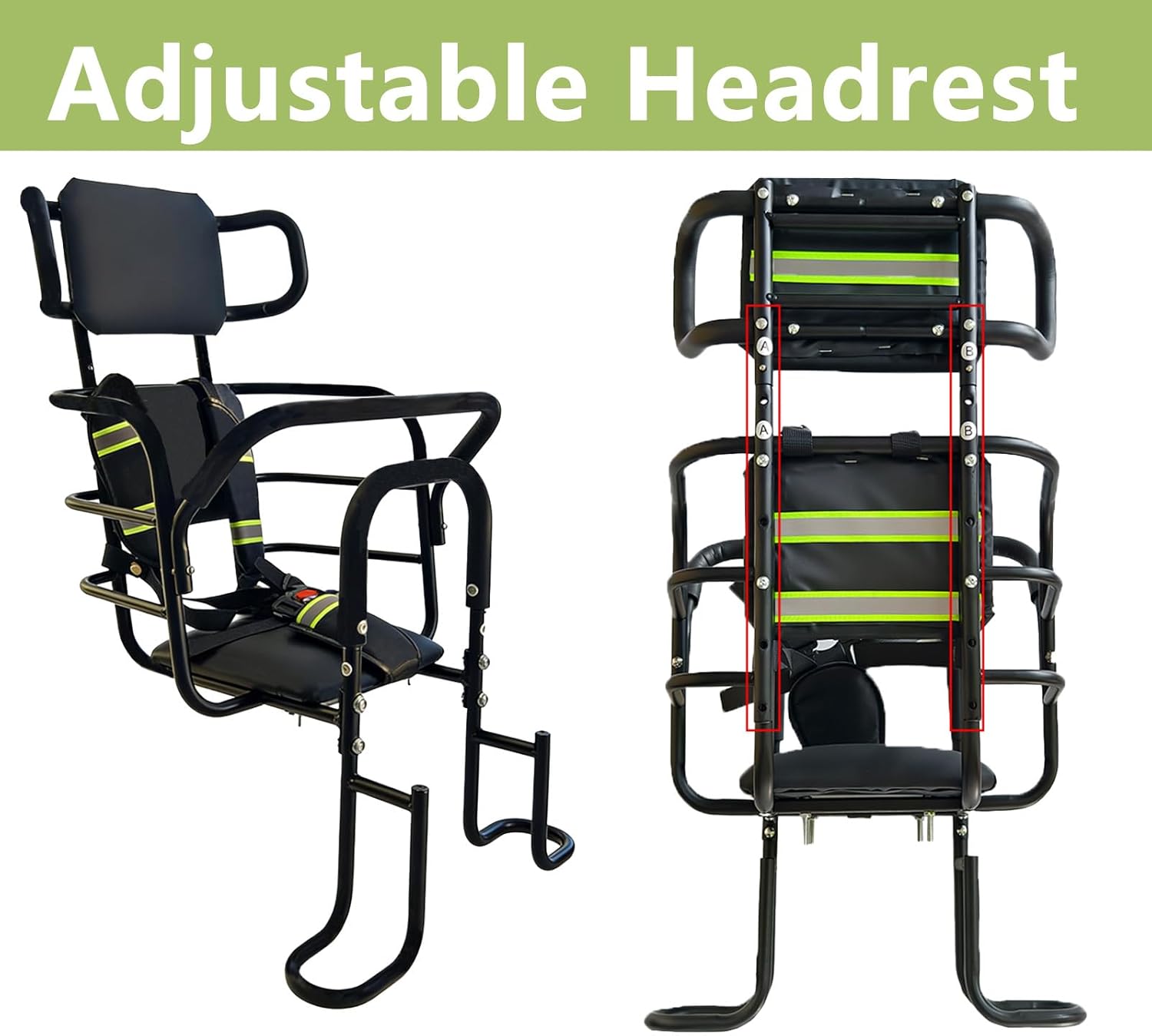 Kid's Bike Seat Rear with Adjustable Headrest, Rear Child Bike Seat with Foot Pedals Back Rest Handrail.Child Carrier Bike Chair for Bicycle Designed for Children Aged 18 Month to 8 Years Old