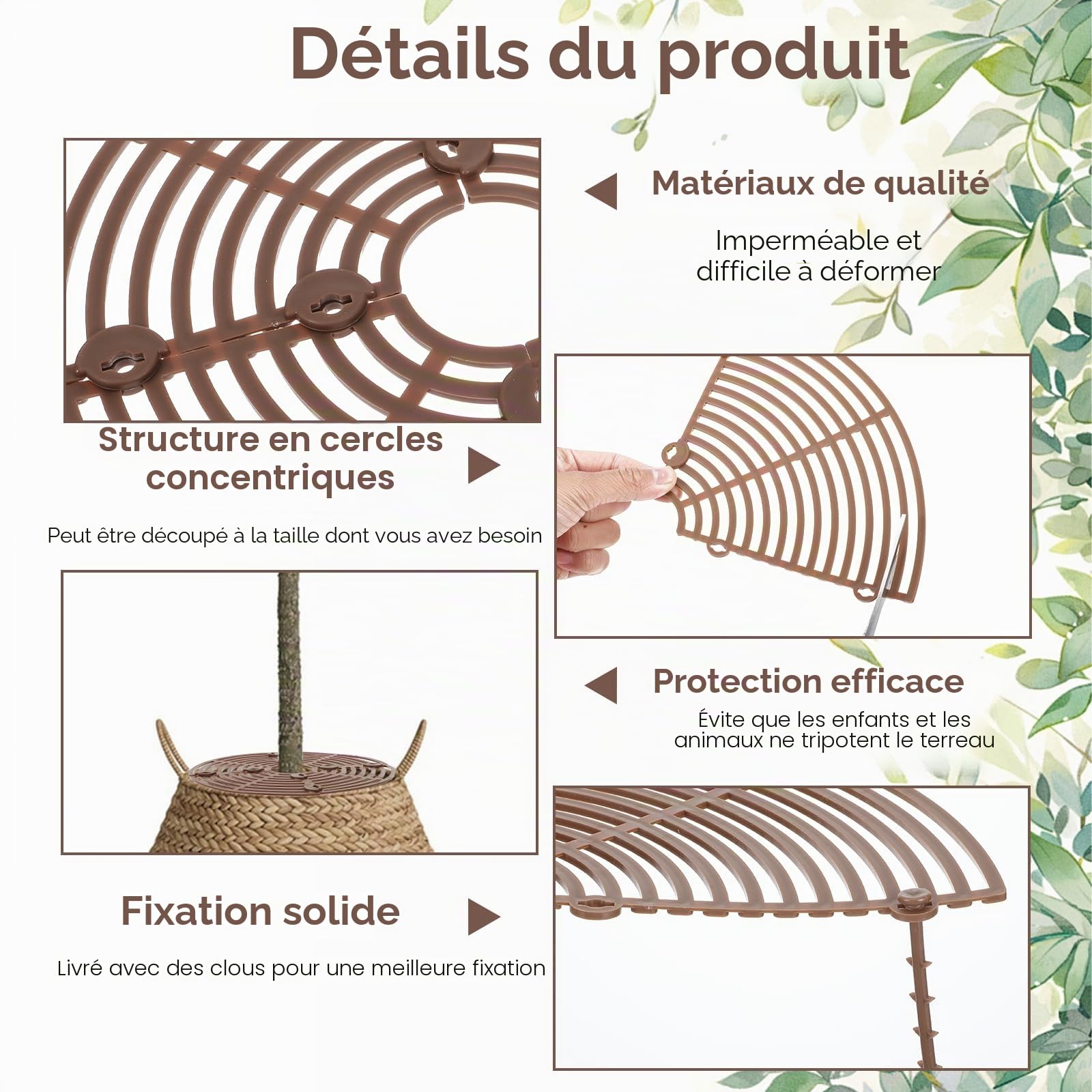 Nogeqi Lot de 2 grilles de protection pour pot de fleurs, protection des plantes, grille ronde pour plantes, enfants, animaux domestiques