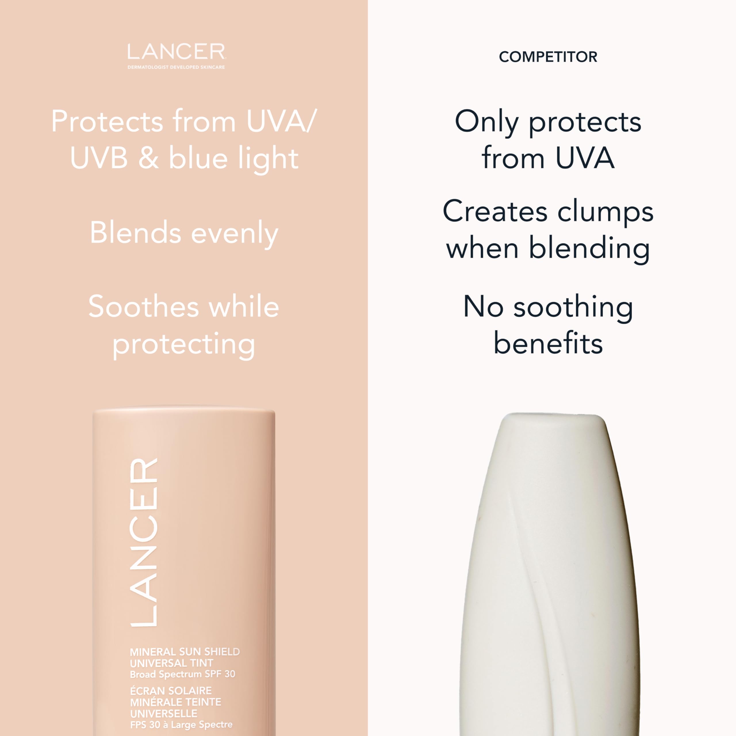 Lancer Skincare Mineral Sun Shield Universal Tint Broad Spectrum SPF 30 Sunscreen, 2 Fl Oz