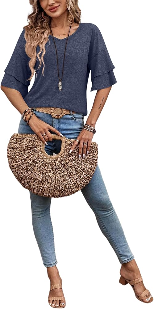 T-Shirt Da Donna In Raso - T-Shirt A Manica Corta Da Donna Alla Moda Bianche Estive Scollo Rotondo Sottile Top A Tunica Di Seta Di Base T-Shirt A Strato Base Casual Allentato