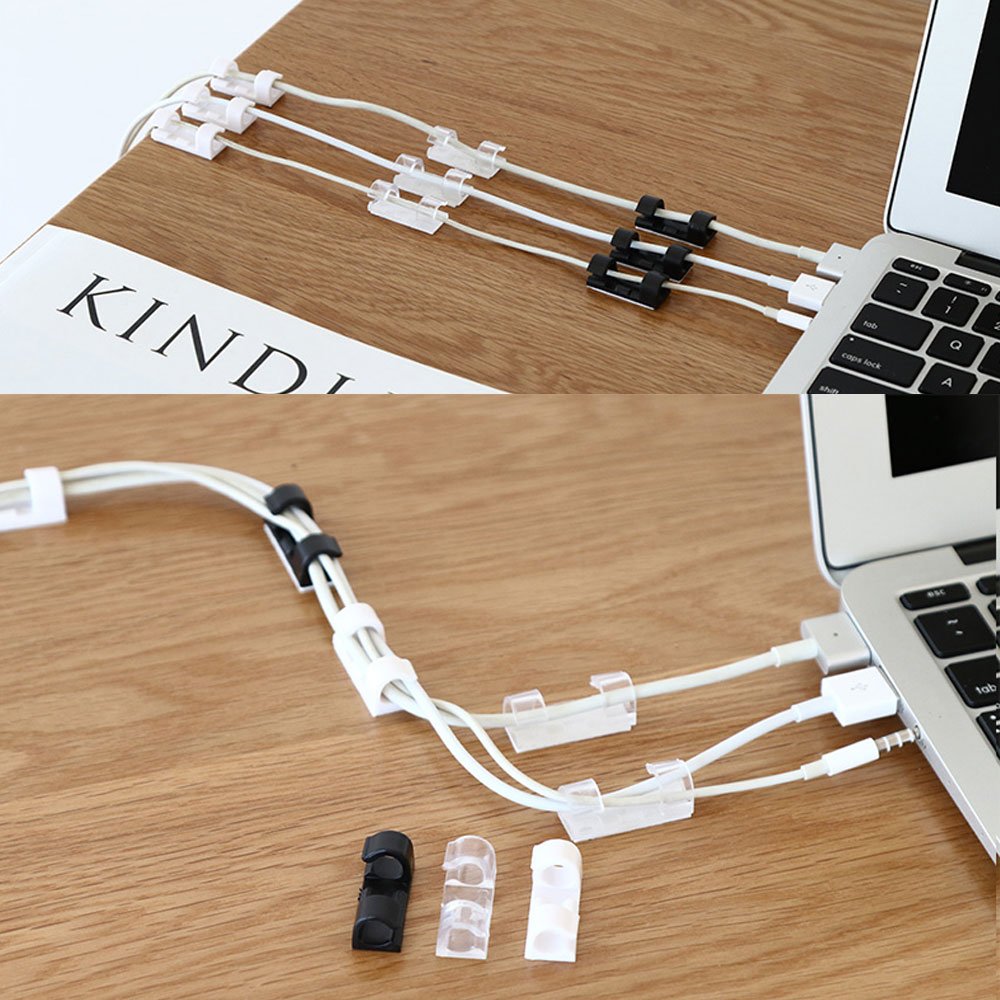 [60Pcs/3Pack]Clips de Cable y organizador de cables con adhesivo 3M. Organizador de cable para mesa y retenedor de cables de computadora, cables eléctricos, cables de cargador, o cables de mouse