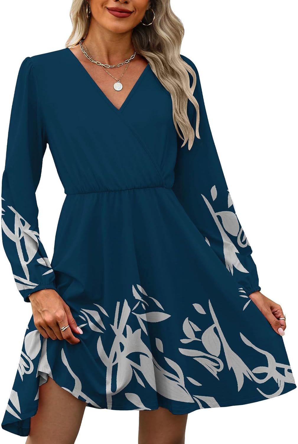 MixShe Summer Dresses for Women 2025 Wedding Guest Dress Fall Fashion Italian Outfits Elegant Classy Homecoming Clothing Plus Size Beach Vacation Clothes C Blue Floral X-Large - Image 4
