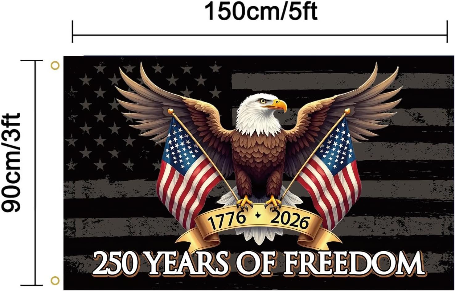 250 Years of Freedom American Flag 3x5 Ft,250th Anniversary USA 1776-2026, Patriotic Eagle Design Banner - Image 2