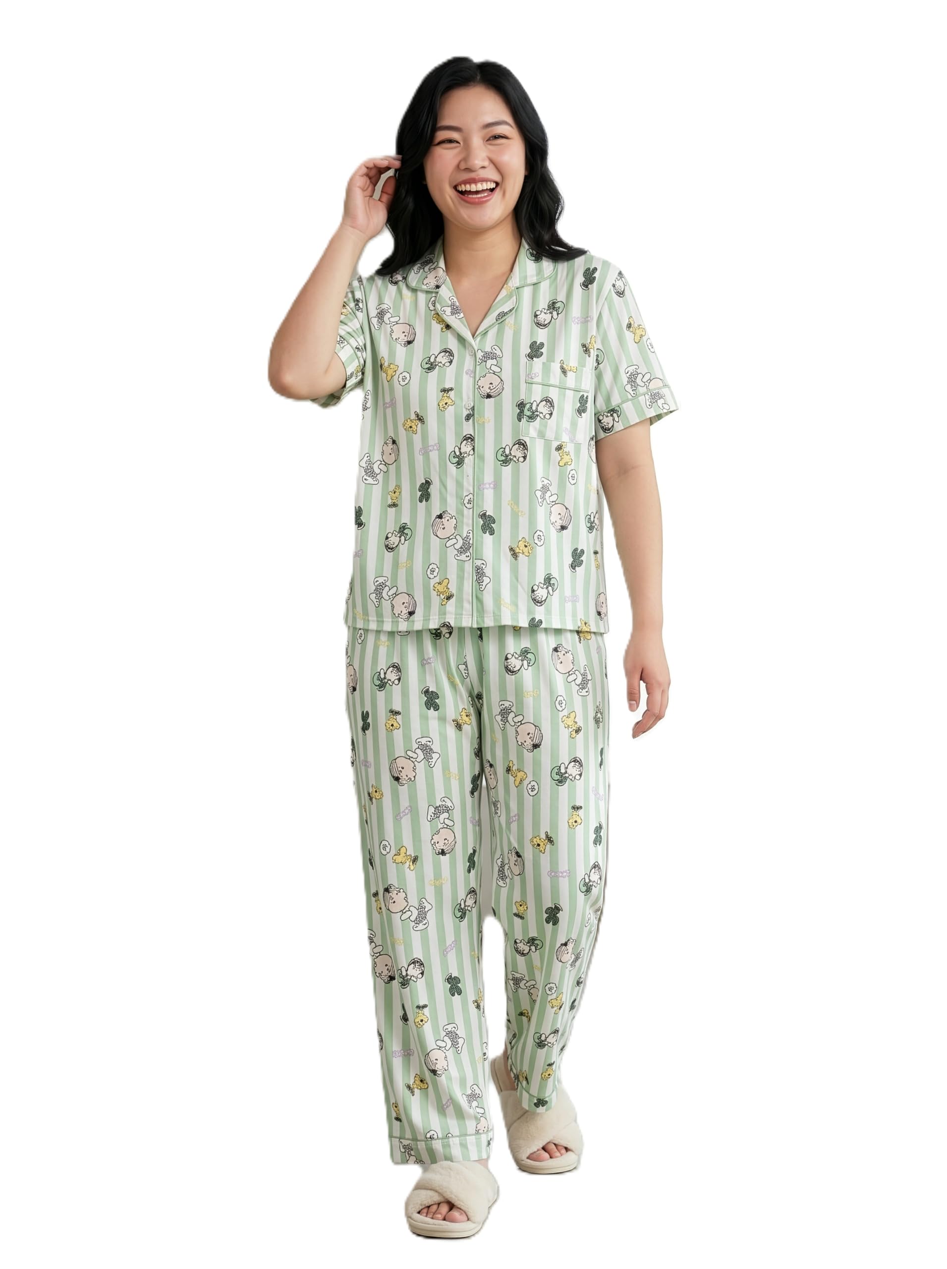 lugo Women’s Printed Cotton Blend Night Suit Set | Soft & Breathable Short Sleeve Shirt with Pyjama | Comfortable Sleepwear-picture-18