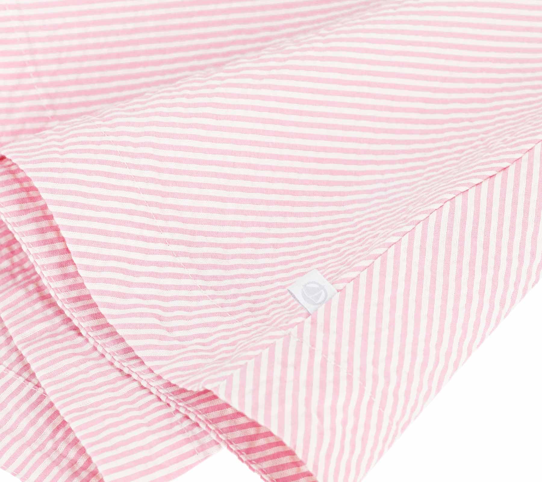 Petit Bateau Abito per Bambini in Popeline a Manica Corta a Righe, 12A, Rosa/Bianco