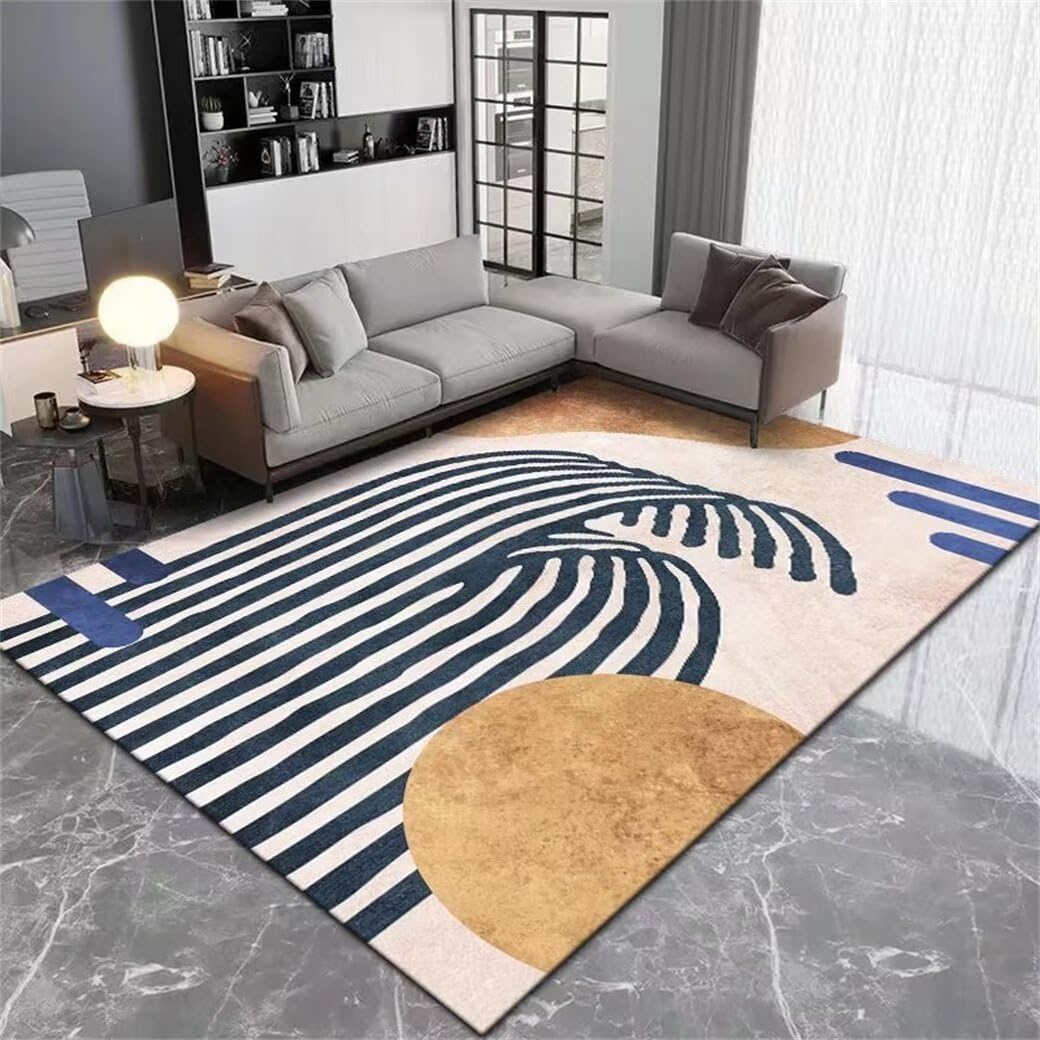 Tapis chambre fille bleu doux et rayé 200x200cm pour créer un cocon chaleureux de gamer