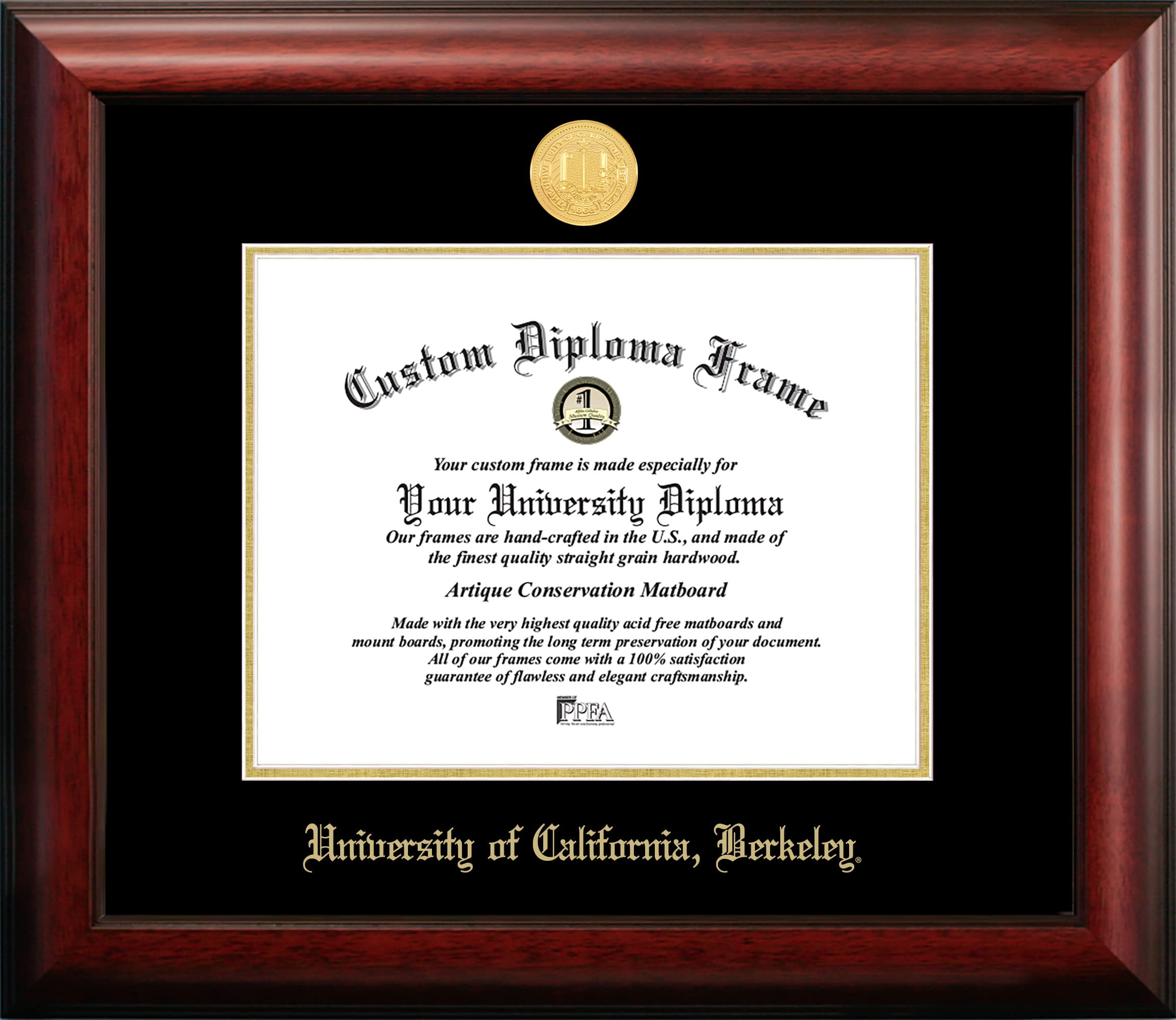 Campus Images NCAA California Golden Bears Berkeley Gold Embossed Diploma Frame Multicolor One Size