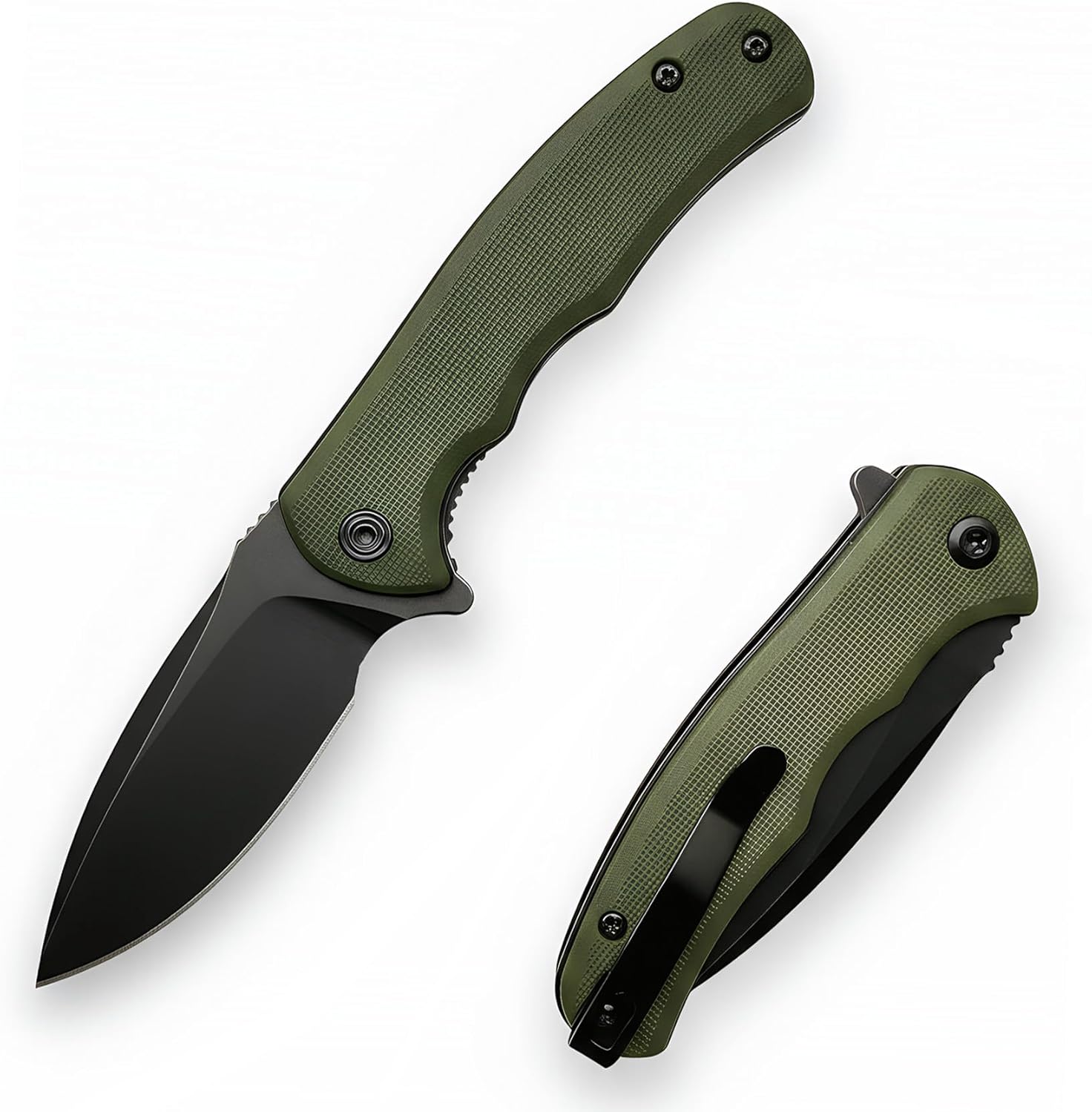 Mini Folding Pocket Knife, 2.56" D2 Blade with Nylon Handle, Small EDC Knife with Pocket Clip for Men & Women, Sharp Tactical Camping Survival Hiking Knife, Compact Everyday Carry Tool (Olive Green)