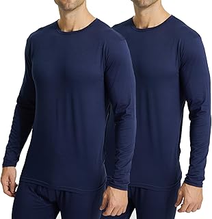 2 Pack Thermal Shirts for Men Crewneck Long Sleeve Thermal Undershirt Men Base Layer Cold Weather Thermals Lightweight