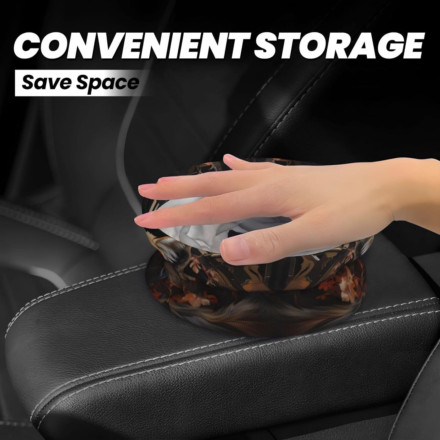 Fox and Flowers Car Trash can, Hanging Foldable car Trash can, car Storage Box Accessories, Suitable for Travel SUV Truck Sedan image 4