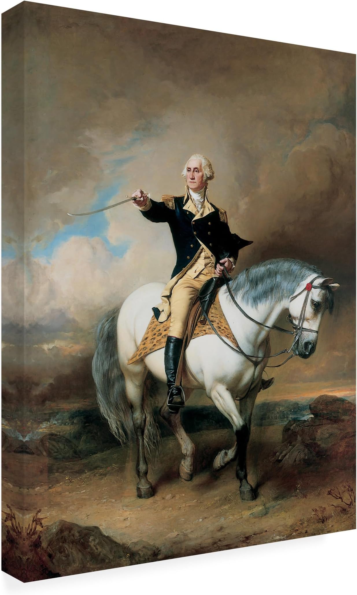 Wrapped Canvas Wall Art - John Faed 'Portrait of George Washington' Wall Art for Living Room, Bedroom, or Office Décor - 24x32