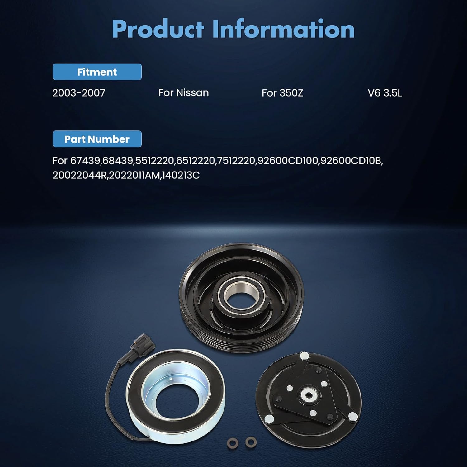 ECCPP A/C Compressor Clutch 2003-2006 Fit for Nissan 350Z 3.5L AC Clutch