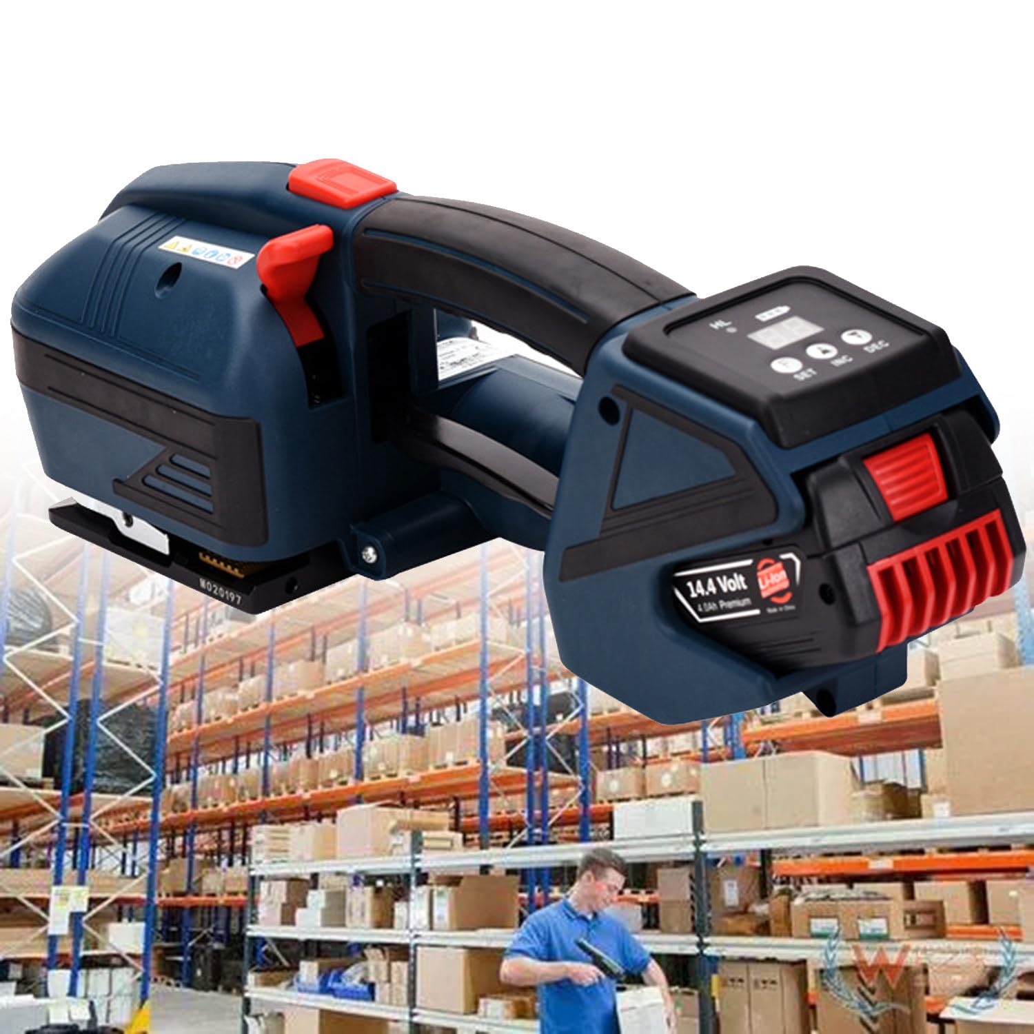 ANXYYDS Hand Held Automatic Strapping Machine for 1/2-5/8 Inch Wide PP/PET Straps 4000mAh Battery Electric Packaging Strapping Machine Powered Banding Tools 2battery