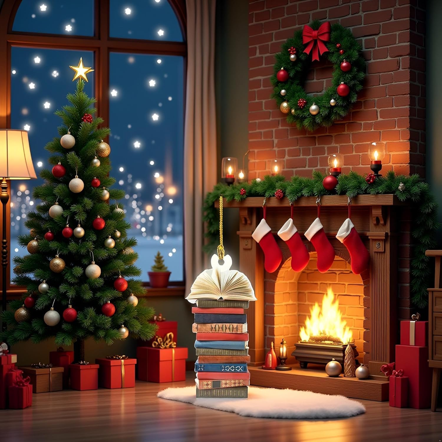 Book Christmas Tree Ornament, Gifts for Book Lovers, Acrylic Creative Christmas Book Car Decoration, Christmas Tree Decoration Home Décor Accents - Image 8