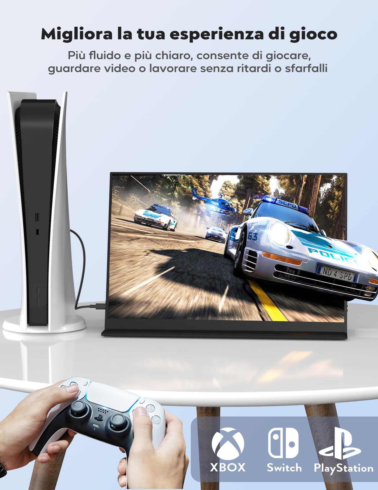 HONGO Monitor Portatile, 18" 2.5K 2560x1600 Esterno Schermo Portatile QHD 100% sRGB, HDR Display IPS con USB C Typ C HDMI, Doppi Altoparlanti Integrati Portable Monitor per Laptop PC Mac PS3/4/5/Xbox