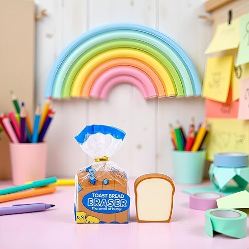 Miniatura 6 de Borrador de pan Kawaii Toast, lindo borrador de lápiz de papelería, borrador de pan 3D, borrador de lápiz de dibujos animados, herramientas de