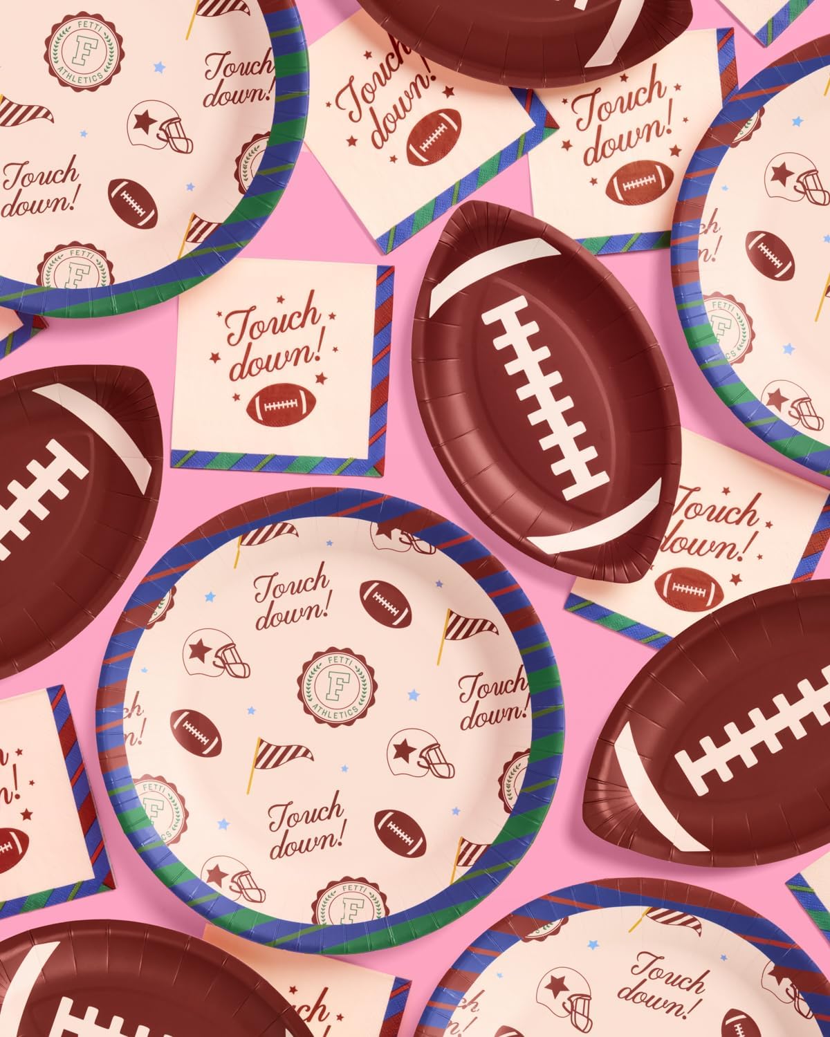 xo, Fetti Touchdown Plates - 32 pcs | Football Birthday Decorations, Varsity Party Setting, Tailgate Tablescape, Homecoming Game Day Supplies - Image 6