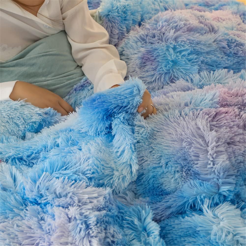 Blасk Frіdау Clеаrаnсе Christmas Kid's Plush Shaggy Duvet Cover Twin, Velvet Bedding Set, 2 Pieces (1 Faux Fur Duvet Cover + 1 Faux Fur Pillowcase), Luxury Soft Fluffy, Zipper Closure (Multicolor Blue, Twin) 🔥 Crаzу Dеаlѕ Christmas Kid's Plush Shaggy Duvet Cover Twin, Velvet Bedding Set, 2 Pieces (1 Faux Fur Duvet Cover + 1 Faux Fur Pillowcase), Luxury Soft Fluffy, Zipper Closure (Multicolor Blue, Twin)
