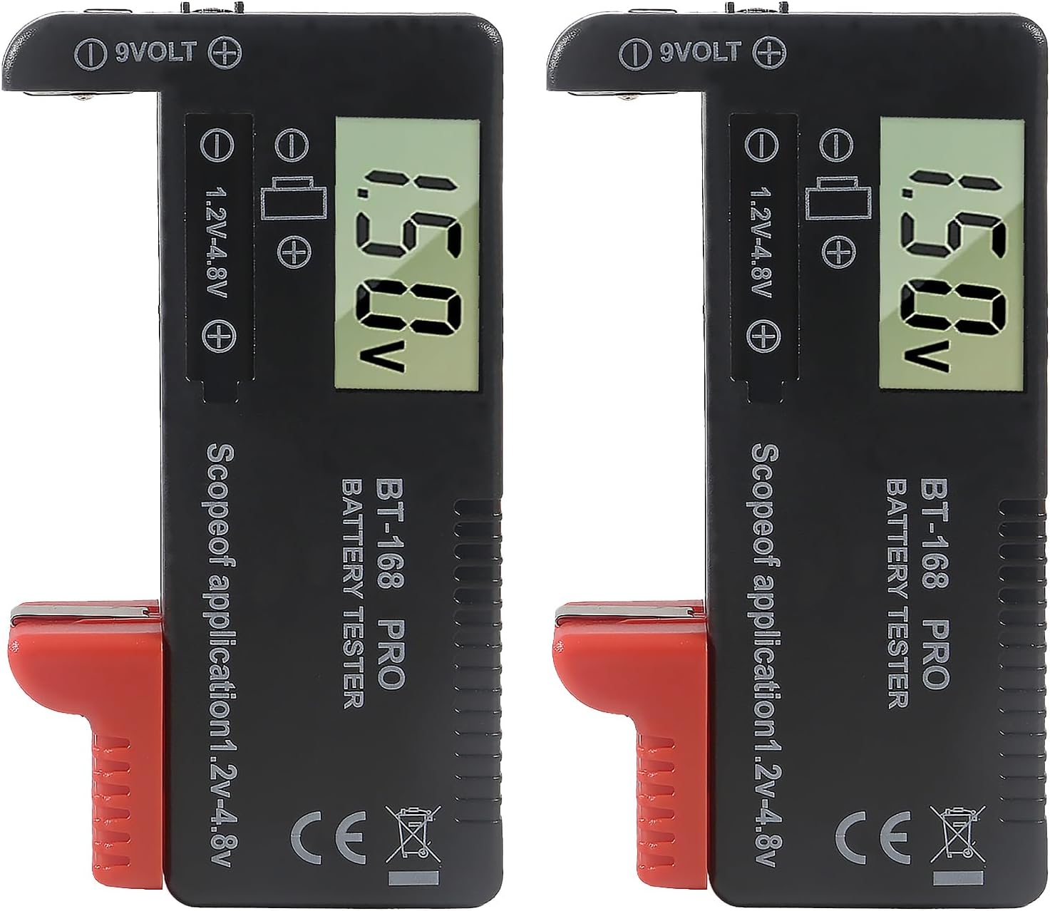 2pcs Battery Tester Checker Universal Battery Checker for AA AAA C D 9V 1.5V Button Cell Household Batteries Smal Electrical Monitor Meter Equipment