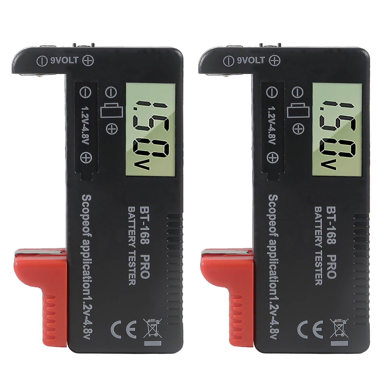 2pcs Battery Tester Checker Universal Battery Checker for AA AAA C D 9V 1.5V Button Cell Household Batteries Smal Electrical Monitor Meter Equipment