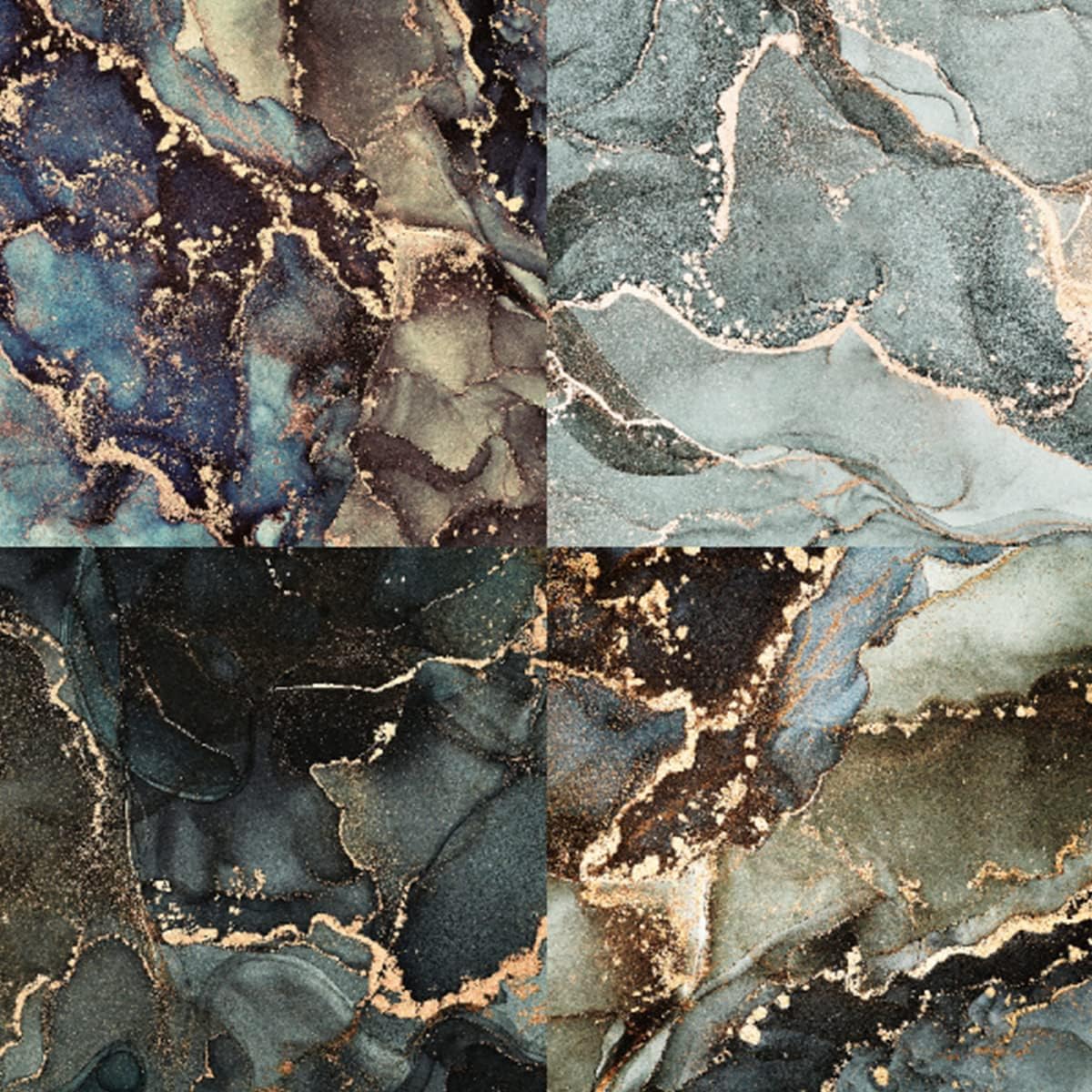 DESEACO Dark Marble Scrapbook Paper Pad 6x6 – Black, Blue, Purple, Gold Designs, Single-Sided Decoupage & Origami Sheets, Moody Cardstock for Scrapbooking, Junk Journals, DIY Crafts – 24 Pcs