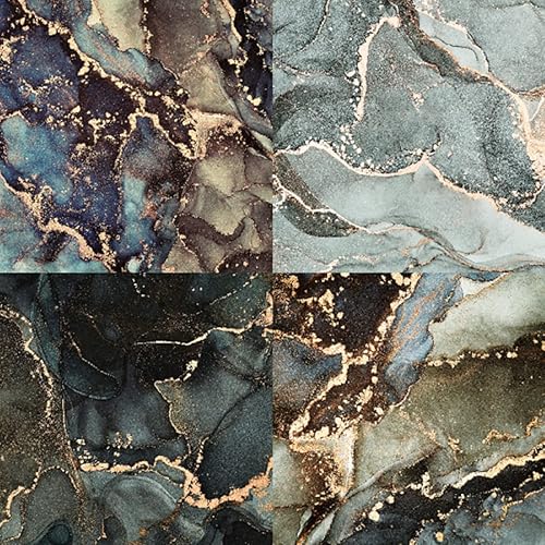 Miniatura 2 de Bloc de papel para álbum de recortes de mármol oscuro de 6 x 6 pulgadas, diseños negros, azules, morados, dorados, hojas de decoupage y origami,