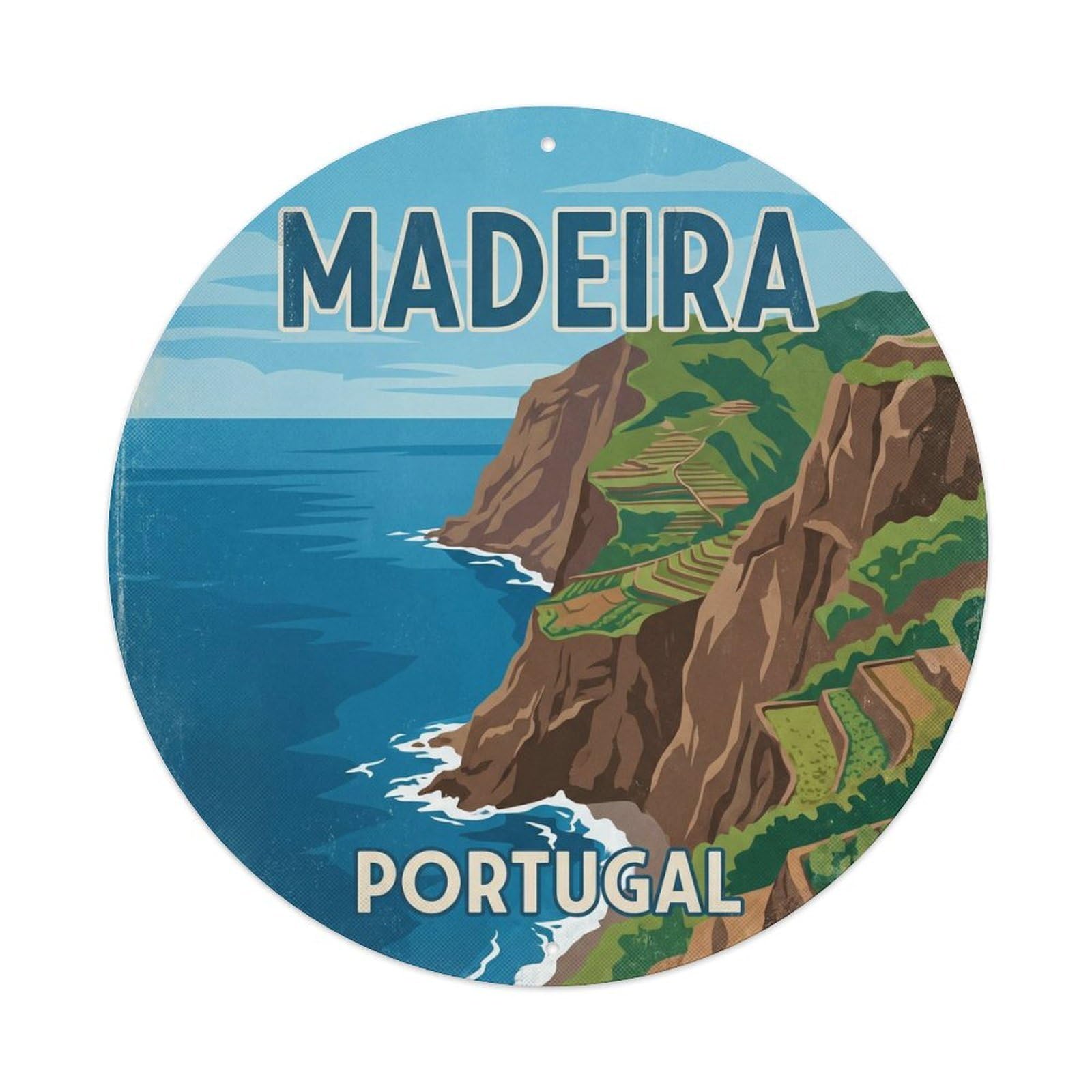 Olhnbad Style Portugal Madeira Cabo Girao Portuguese Heritage Metal Tin Sign