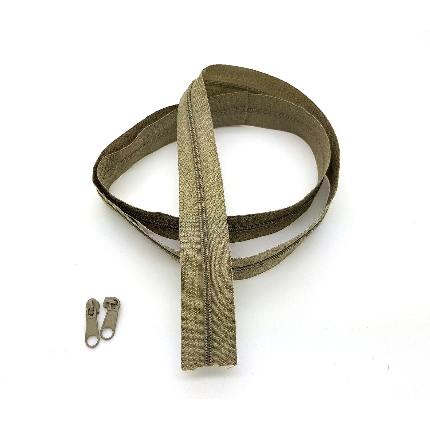 SolaDirect Zipper Tape Size #3 Nylon Coil Spiral Continuous Zip Zipper + 2 Sliders per 1 Metre for Clothes Jacket Coat Backpack DIY Crafts (Olive Light 295, 10 Metres + 20 Sliders) — image 1